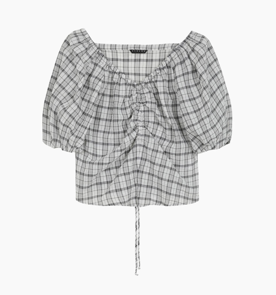 White check blouse with rouching - null - White | Sisley K image number 1